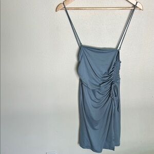 Urban Outfitters Blue Ruched Wrap Slip Dress